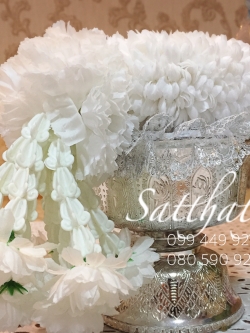 พวงมาลัยผ้า - พวงมาลัยดอกมัม ประดิษฐ์ - พวงมาลัยถวายศาลพระภูมิ - Fabric garland