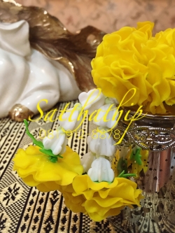 พวงมาลัยดอกดาวเรือง ประดิษฐ์จากดิน - Marigold garland - Marigold mala