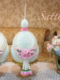 พานพุ่ม - พานพุ่มสักการะ - พานพุ่มดอกรัก - พานพุ่มดอกรักประดิษฐ์ (พลาสติก) - พานพุ่มสีขาว - Panpum