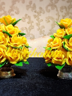 พานพุ่มดอกกุหลาบ ประดิษฐ์จากดิน [3.5 นิ้ว 750 บาท/คู่]