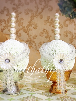 พานพุ่ม - พานพุ่มสักการะ - พานพุ่มดอกรัก - พานพุ่มดอกรักประดิษฐ์ (พลาสติก) - พานพุ่มสีขาว - Panpum