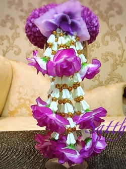 พวงมาลัยผ้า - พวงมาลัยดอกมัม ประดิษฐ์ - พวงมาลัยถวายศาลพระภูมิ - Fabric Garland