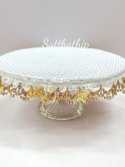 พานแก้วปูผ้ารอง ขนาด เส้นผ่าศูนย์กลาง 8 นิ้ว