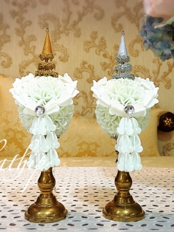 พานพุ่ม - พานพุ่มสักการะ - พานพุ่มดอกรัก - พานพุ่มดอกรักประดิษฐ์ (พลาสติก) - พานพุ่มสีขาว - Panpum