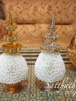 พานพุ่ม - พานพุ่มสักการะ - พานพุ่มดอกรัก - พานพุ่มดอกรักประดิษฐ์ (พลาสติก) - พานพุ่มสีขาว - Panpum