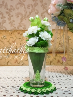 ชุดกรวยดอกมะลิ พร้อมถาดใบตอง ประดิษฐ์จากดิน - ดอกมะลิดิน - ของขวัญวันแม่ - Jasmine flower