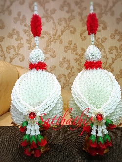 พานพุ่ม - พานพุ่มสักการะ - พานพุ่มดอกรัก - พานพุ่มดอกรักประดิษฐ์ (พลาสติก) - พานพุ่มสีขาว - Panpum