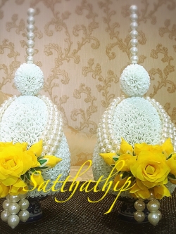 พานพุ่ม - พานพุ่มสักการะ - พานพุ่มดอกรัก - พานพุ่มดอกรักประดิษฐ์ (พลาสติก) - พานพุ่มสีขาว - Panpum