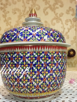 [สินค้าหมด-sold out***] โกศอัฐิ เบญจรงค์ - โถ เบญจรงค์ - โถบรรจุอัฐิ