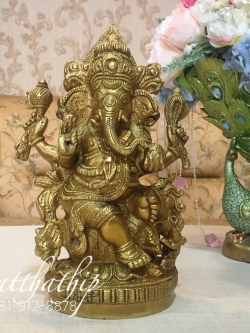 พระพิฆเณศ ปางสัมปทายะคเณศ (ทองเหลือง) ผลิตและนำเข้าจากอินเดีย - Ganesha: Lord of Success