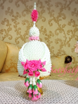 พานพุ่ม - พานพุ่มสักการะ - พานพุ่มดอกรัก - พานพุ่มดอกรักประดิษฐ์ (พลาสติก) - พานพุ่มสีขาว - Panpum