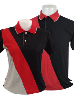 เสื้อโปโลสีดำ สีแดง สีเทาอ่อน ในตัวเดียวกัน