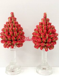 พานพุ่มดอกกุหลาบ ประดิษฐ์จากดิน [3 นิ้ว 1,250 บาท/คู่]