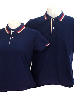 เสื้อโปโลสีน้ำเงินกรมท่า แขนจั๊มครึ่ง ราคาส่ง 3 ตัวขึ้นไป