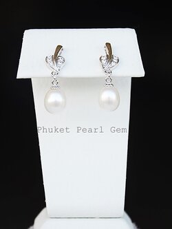 Phuket Pearl Gem Heart Drop Pearl Earring