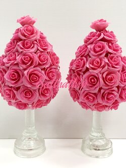 พานพุ่มดอกกุหลาบ ประดิษฐ์จากดิน [4 นิ้ว 1,590 บาท/คู่]