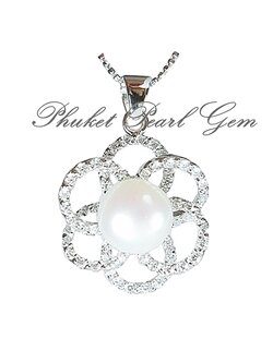 Sterling Silver White Pearl Flower Pendant