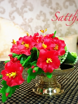 ชุดกรวยดอกชบา พร้อมพานทองเหลือง - ดอกชบา - Hibiscus