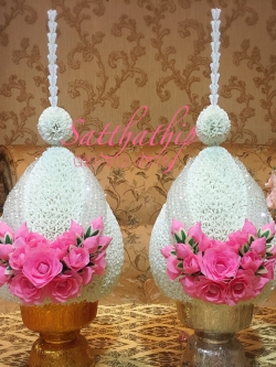 พานพุ่ม - พานพุ่มสักการะ - พานพุ่มดอกรัก - พานพุ่มดอกรักประดิษฐ์ (พลาสติก) - พานพุ่มสีขาว - Panpum