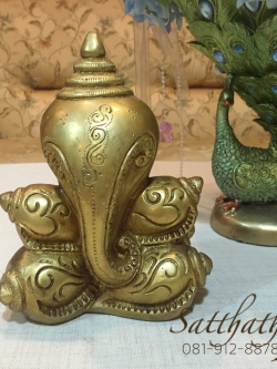 พระพิฆเนศ ปางหอย (ทองเหลือง) ผลิตและนำเข้าจากอินเดีย - Ganesha: Lord of Success