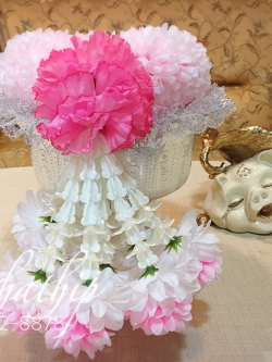 พวงมาลัยผ้า - พวงมาลัยดอกมัม ประดิษฐ์ - พวงมาลัยถวายศาลพระภูมิ - Fabric garland