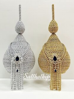 พานอลูมิเนียม l พานพุ่ม - พานพุ่มสักการะ - พานพุ่มเงินทอง - พานพุ่มนพเก้า [8 นิ้ว/ 4,200บาท/คู่]