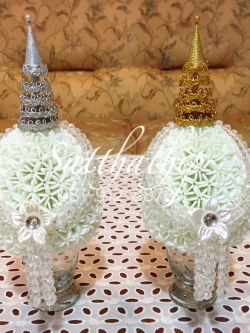 พานพุ่ม - พานพุ่มสักการะ - พานพุ่มดอกรัก - พานพุ่มดอกรักประดิษฐ์ (พลาสติก) - พานพุ่มสีขาว - Panpum