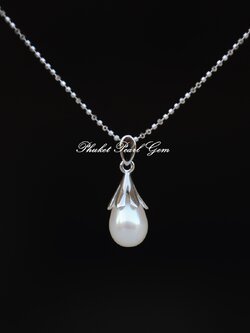 Single White Pearl Sterling Silver Pendant