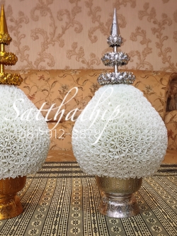 พานพุ่ม [7"] - พานพุ่มสักการะ - พานพุ่มดอกรัก (พุ่มข้าวบิณฑ์) - พานพุ่มดอกรักประดิษฐ์ (พลาสติก) - พานพุ่มสีขาว