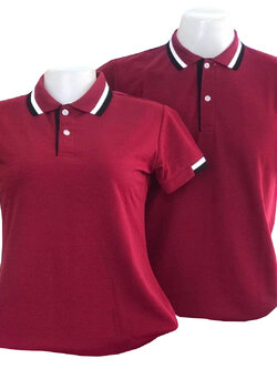 เสื้อโปโลสีแดงเลือดหมู ไซส์ผู้ชาย ไซส์ผู้หญิง ราคาส่ง 3ตัวขึ้นไป