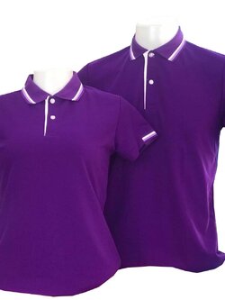 เสื้อโปโลสีม่วงเข้ม แขนจั๊มครึ่ง