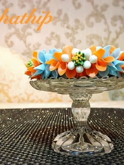 ชุดถาดกลีบกุหลาบ ประดิษฐ์จากดิน พร้อมพานแก้ว