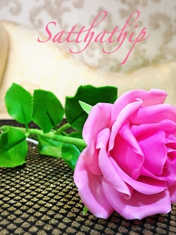 ดอกกุหลาบ สีชมพู ประดิษฐ์จากดิน - ดอกกุหลาบ - Rose Flower