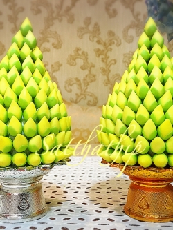 พานพุ่มดอกบัวประดิษฐ์ [4 นิ้ว 1,250 บาท/คู่]