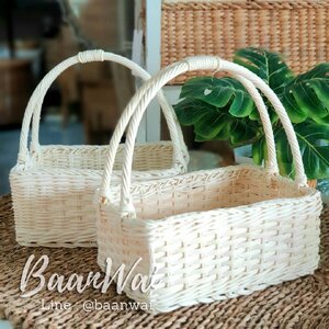 ตะกร้าหวายฟอก ตะกร้าหวายสีขาว ตะกร้าหวายดิบ