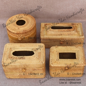 กล่องทิชชูไม้ กล่องทิชชูหวาย กล่องทิชชูเสื่อกก