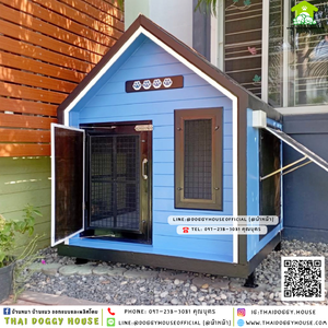 บ้านหมา ติดพัดลม มีมุ้งลวด + ตะแกรงเหล็ก 𝑵𝒐𝒓𝒅𝒊𝒄 𝒔𝒕𝒚𝒍𝒆 💙