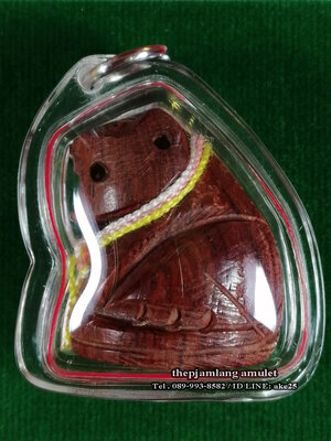 พยัคฆ์กันภัย (2) รุ่นไตรมาส 59 พระอาจารย์สุรเจตน์ วัดหนองหิน กาญจนบุรี เนื้อไม้พยุง ตะกรุดเงิน ปี 2559