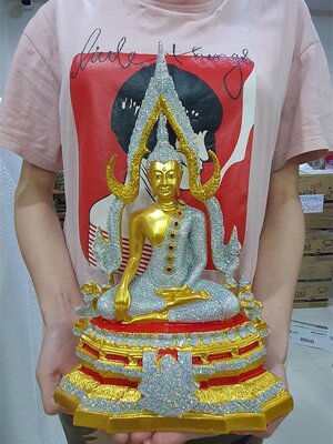 พระพุทธชินราช หน้าตัก5นิ้ว ฐานกว้าง9นิ้ว งานลงกากเพชร