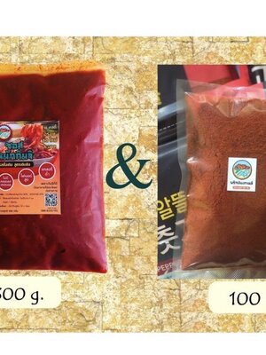 ชุดประหยัด สุดคุ้ม ซอสหมักกิมจิ + พริกป่นเกาหลี ราคาถูกมาก ซอสหมัก 300 กรัม สำหรับหมักผัก1กิโลกรัม และพริก 100 กรัม