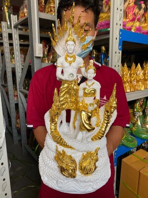 ปู่ศรีสุทโธย่าศรีประทุมมา ปู่ย่าสูง19นิ้ว ปิดทองเค