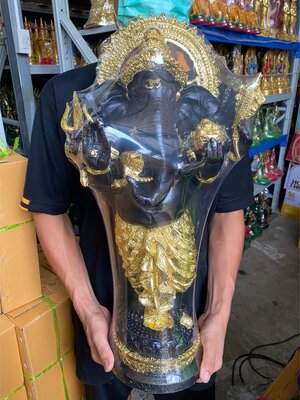 พระพิฆเนศ ปางยืนประทานพร สูง 25 นิ้ว องค์สีดำขลัง