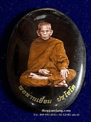 ล็อกเก็ตรูปไข่ห่มคลุม(3) รุ่นแรก พ่อท่านเอื้อม ปชฺโชโต สำนักสงฆ์สวนป่าตลิ่งชัน พัทลุง เต็มองค์ ( ฉากดำ ) ปี 2561