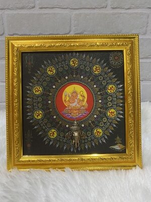 กรอบรูป ของขวัญ ของที่ระลึก พระพิฆเนศ พญานาคราช พร้อมกรอบไม้ กว้าง9นิ้ว สูง9นิ้ว