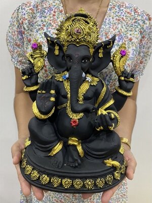 พระพิฆเนศปางประทานพร องค์สีดำขลัง กว้าง8นิ้ว สูง16นิ้ว