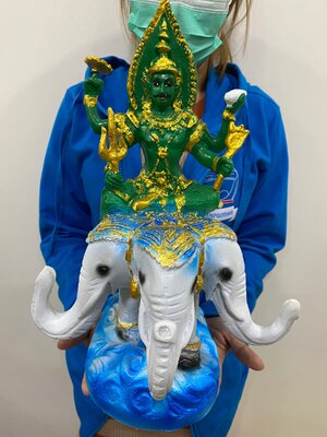 พระอินทร์ทรงช้างเอราวัณ สูง39ซม. ยาว9นิ้ว