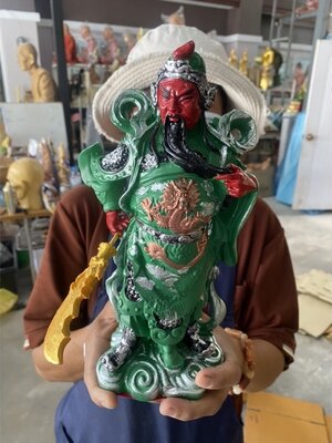 เทพเจ้ากวนอู สุง26ซม ปางออกรบ องค์สีเขียว