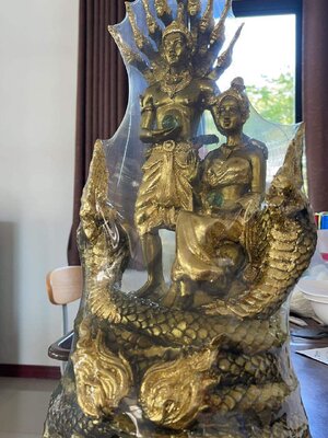 ปู่ศรีสุทโธย่าศรีประทุมมา สูง 19 ประดับทองเค