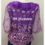 เสื้อลูกไม้บุหงา ปกผ้าแก้วซ้อน สีม่วง รอบอก 38 นิ้ว