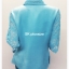 เสื้อเชิ้ตลินินแต่งลูกไม้ สีฟ้า แขนลูกไม้ 3 ส่วน รอบอก 38 นิ้ว